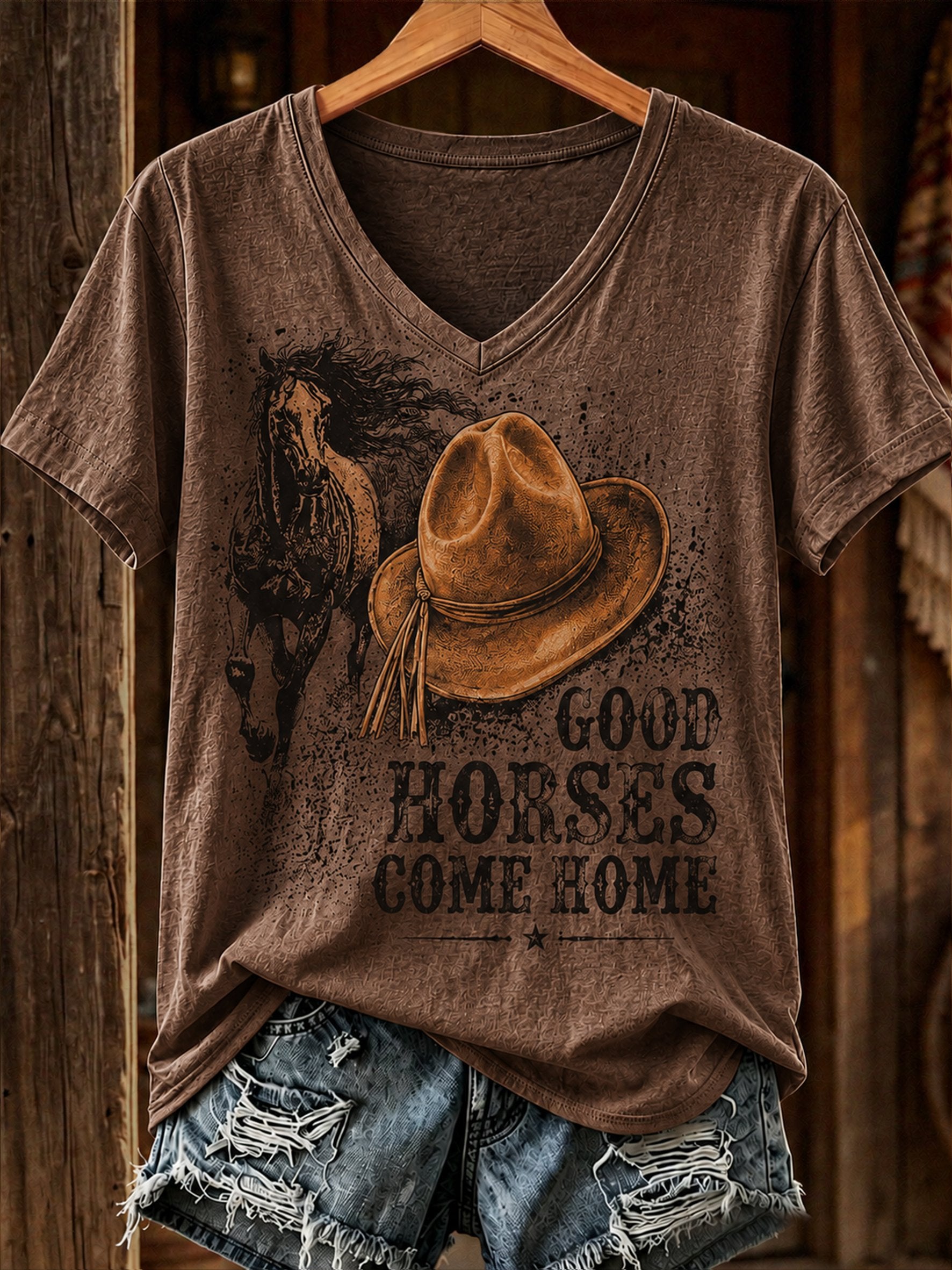 Haut décontracté pour femme avec imprimé floral style western rétro