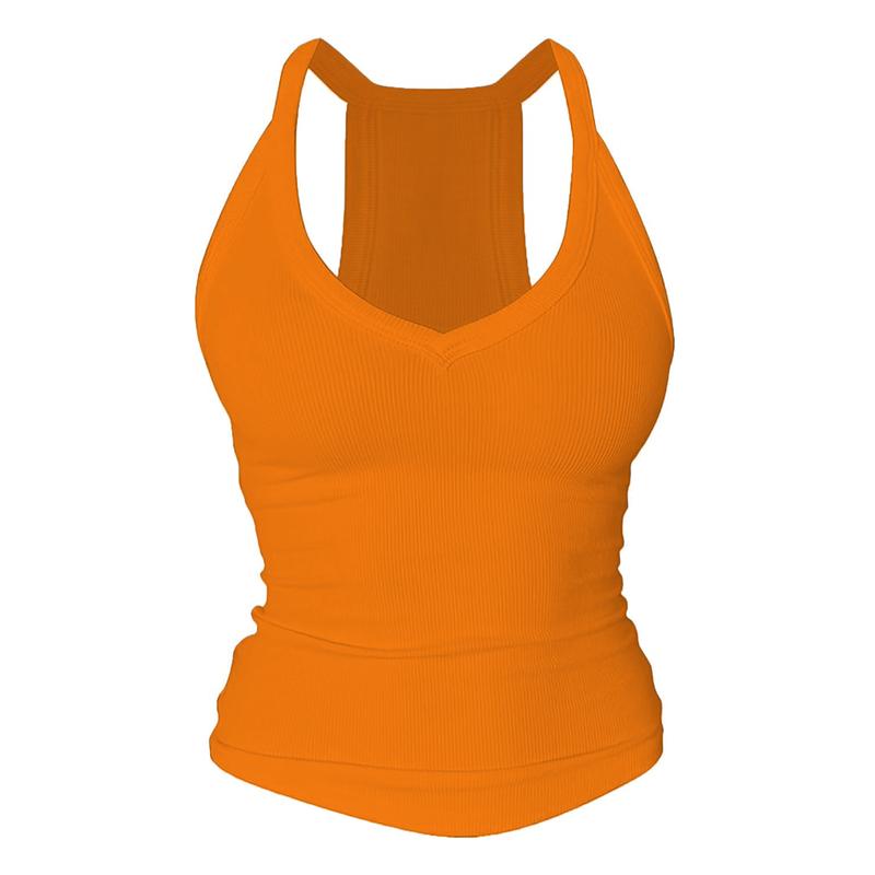 V-Neck Shelf Bra Racerback Tank Top