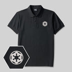 Polo noir brodé science-fiction premium | Vêtement geek emblème galactique (M-5XL)