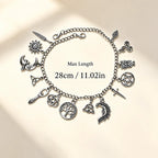Bracelet de cheville 2-en-1 vintage en forme de lune et d'arbre de vie pour femme