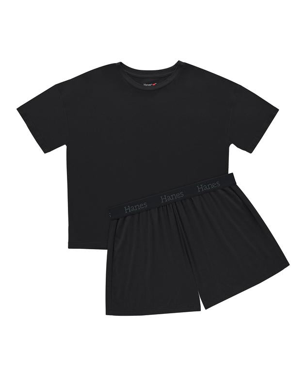 Women’s Bamboo-Blend Boxy Tee & High-Rise Shorts Pajama Set