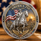 Pièce commémorative du 250e anniversaire de l'Amérique – Pièce défi de la liberté Western Cowboy Eagle 1776-2026, plaquée argent antique et or, cadeau patriotique à collectionner
