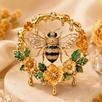 Broche vintage abeille et fleur 3D