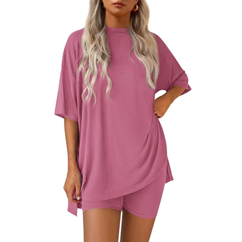 Oversized Top & Biker Shorts Lounge Set