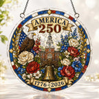 Décoration suspendue en acrylique America 250 – Ornement patriotique attrape-soleil 1776–2026