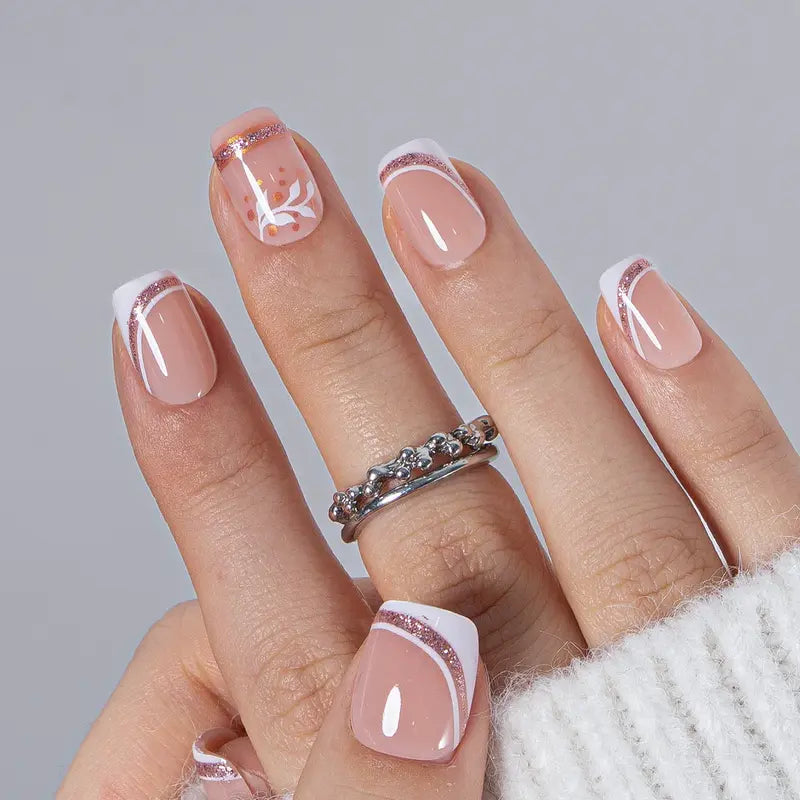Lot de 30 faux ongles blush brillants – Manucure courte naturelle pour tous les jours
