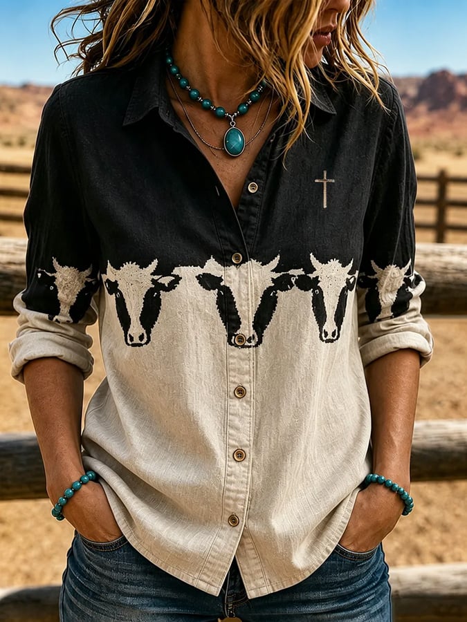 Chemise western vintage pour femme