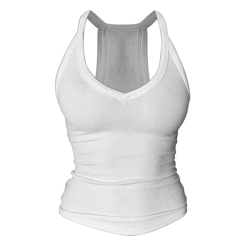 V-Neck Shelf Bra Racerback Tank Top