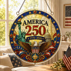 Ornement à suspendre en acrylique pour le 250e anniversaire de l'Amérique – Décor de capteur de soleil patriotique pour fenêtre 1776-2026