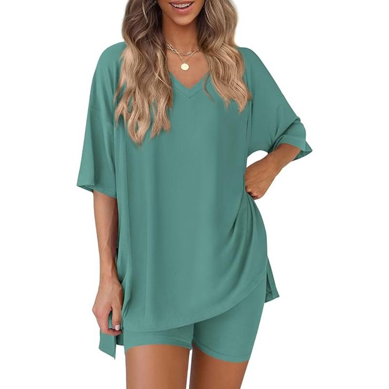 Oversized Top & Biker Shorts Lounge Set