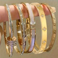 5-Piece 18K Gold Plated Titanium Steel Bracelet Set