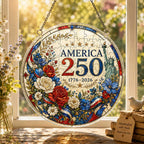Ornement suspendu en acrylique America 250e anniversaire | Décoration patriotique de fenêtre 1776-2026
