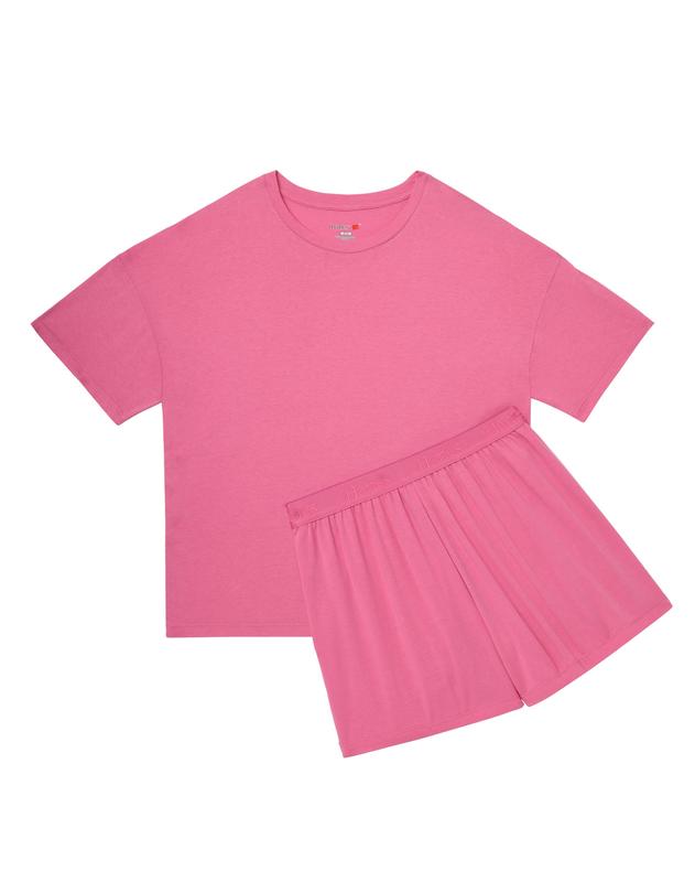 Women’s Bamboo-Blend Boxy Tee & High-Rise Shorts Pajama Set