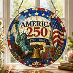 Décoration à suspendre pour puzzle en acrylique America 250 – Attrape-soleil patriotique 1776-2026 pour fenêtre