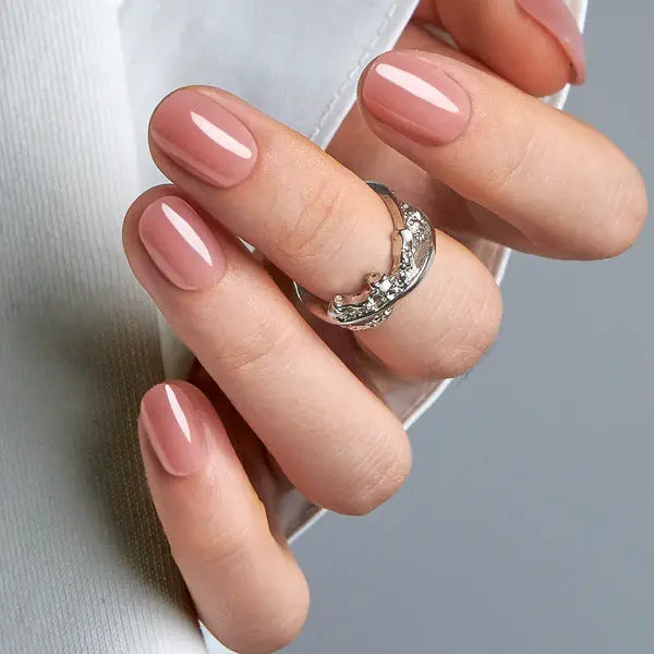 Lot de 30 faux ongles blush brillants – Manucure courte naturelle pour tous les jours