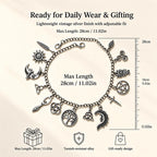 Bracelet de cheville 2-en-1 vintage en forme de lune et d'arbre de vie pour femme