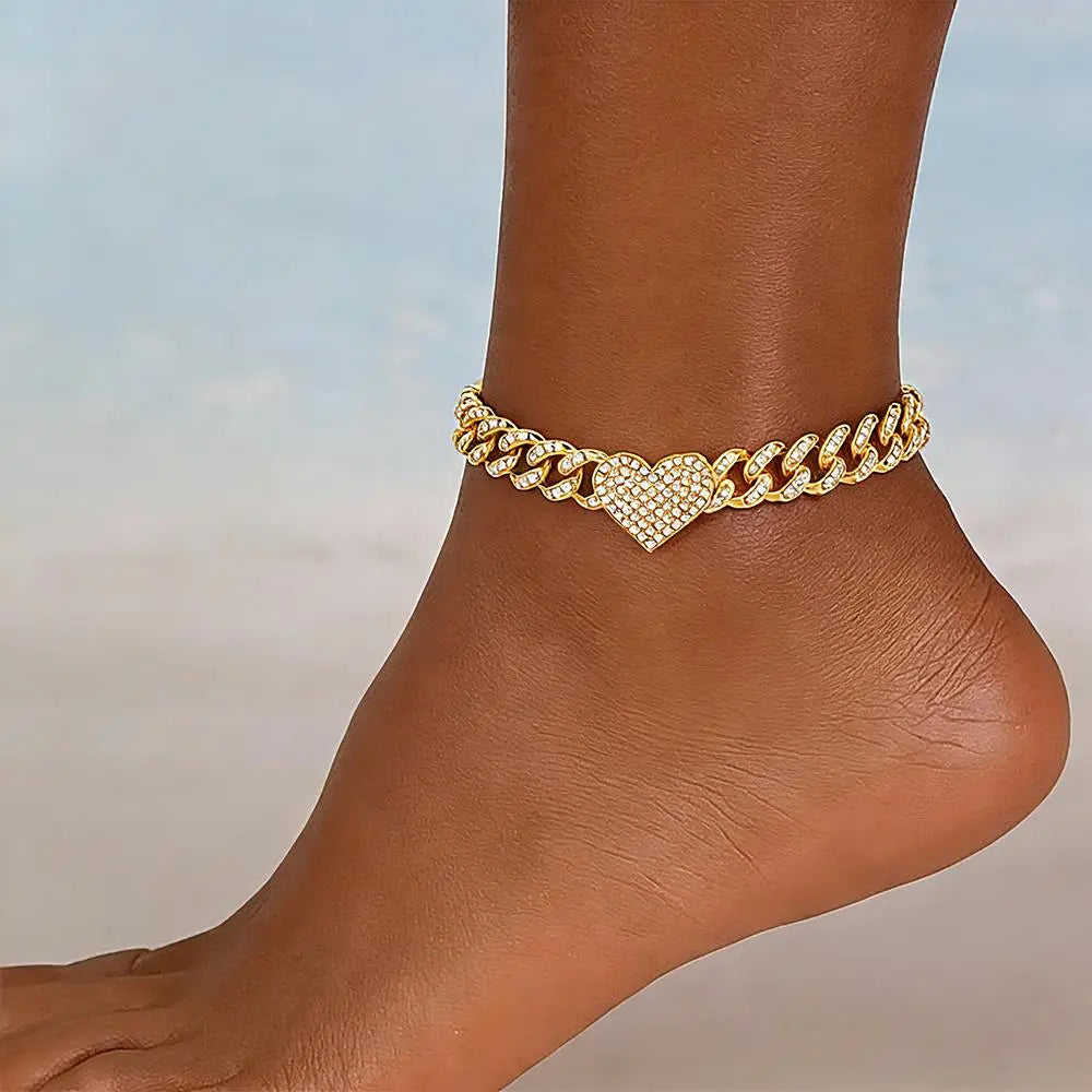 Butterfly Heart Anklet for Women – Gold/Silver Plated