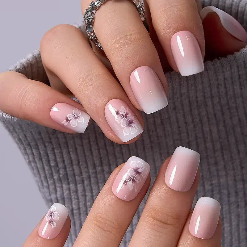 Lot de 30 faux ongles blush brillants – Manucure courte naturelle pour tous les jours
