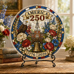 Décoration suspendue en acrylique America 250 – Ornement patriotique attrape-soleil 1776–2026