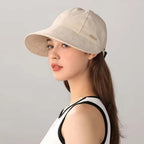 Chapeau de soleil à large bord UPF 50+ pour femme avec visière pour queues de cheval