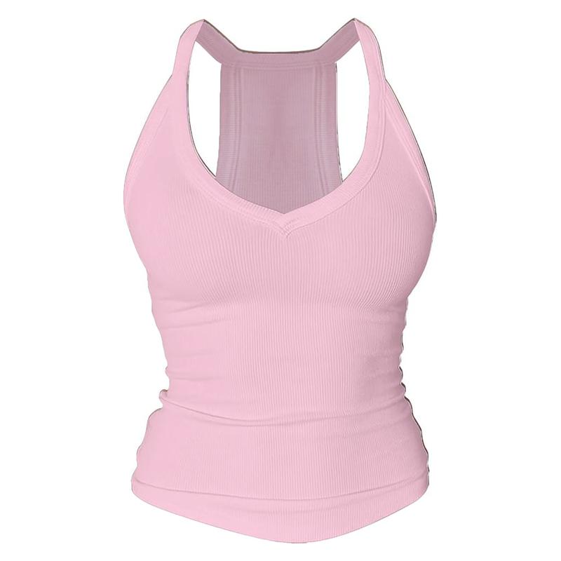 V-Neck Shelf Bra Racerback Tank Top