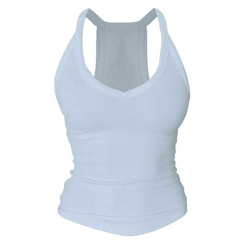 V-Neck Shelf Bra Racerback Tank Top