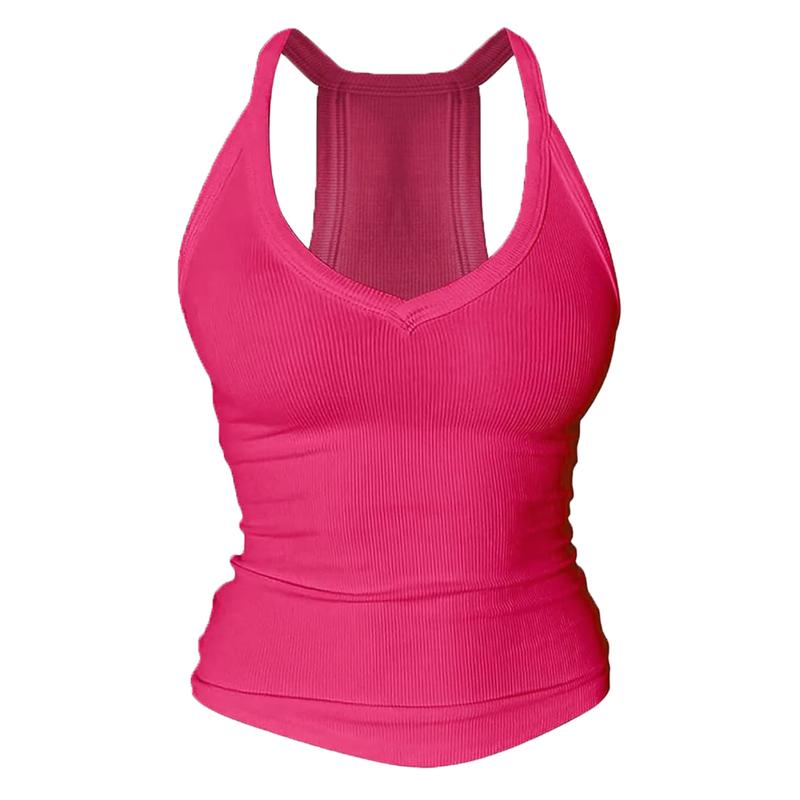 V-Neck Shelf Bra Racerback Tank Top