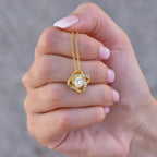 À Ma Mère Collier en Or Blanc - Avec Véritable Rose - De la Part de sa Fille