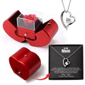 Mother's Appreciation - Heart Necklace - With Preserved Rose and Note Card