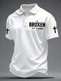 Men's Christian Cross Broken But Chosen Print Polo