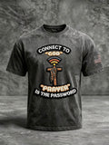 Men's "Connect To God,The Password IS Prayer" Print Casual T-Shirt