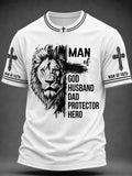 Men's Christian Man of Faith Lion and Cross Short Sleeve T-shirt