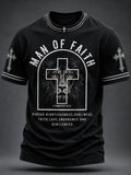 Men's Christian Man of Faith Lion and Cross Short Sleeve T-shirt