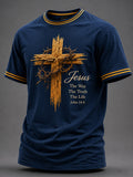 T-shirt décontracté imprimé pour homme Jésus le chemin la vérité la vie