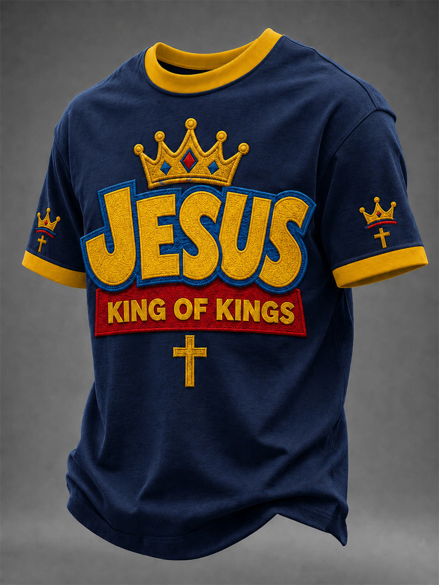 T-shirt décontracté imprimé "Jesus King Of Kings" pour homme