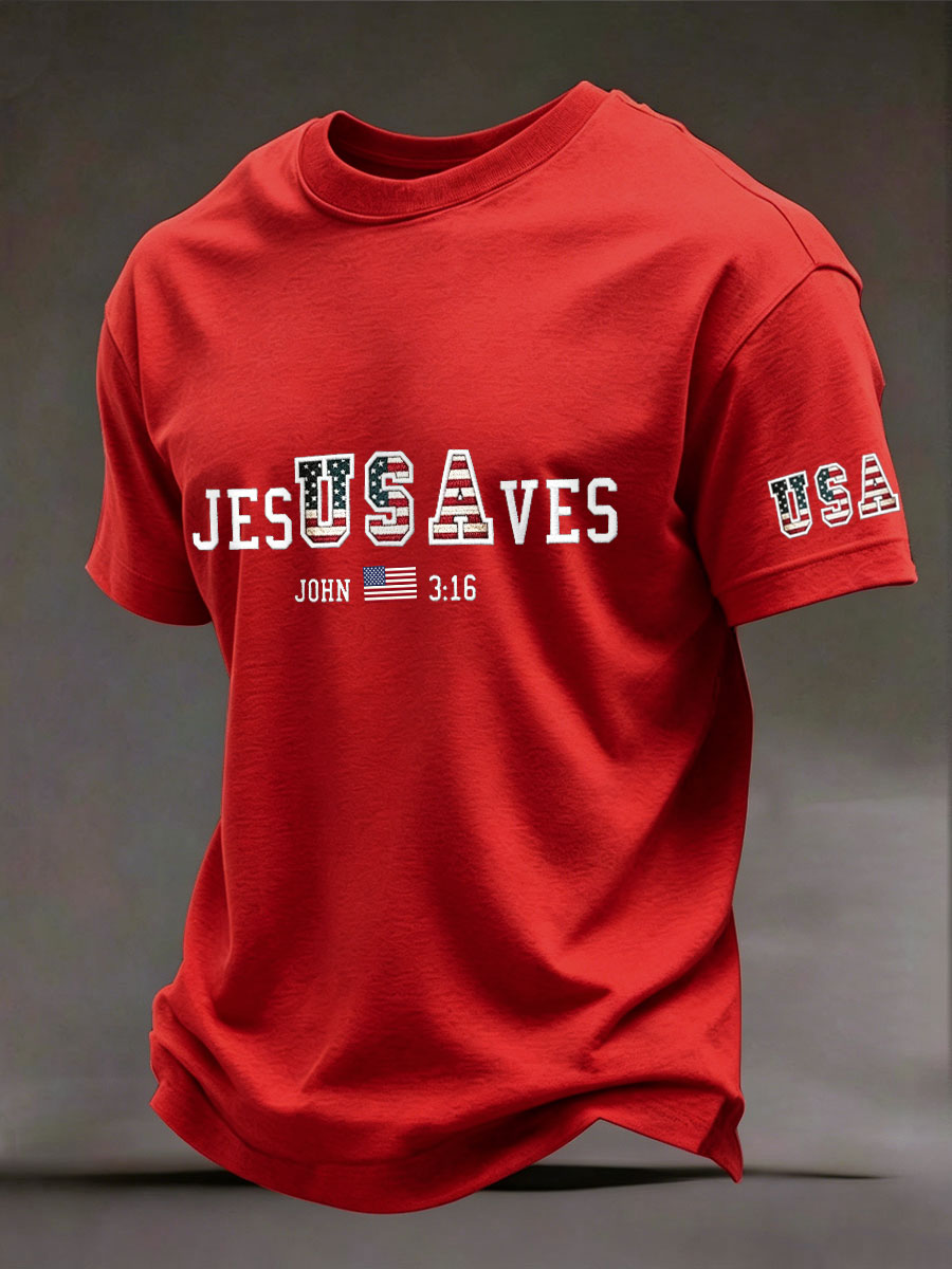 T-shirts pour hommes « Jésus sauve les États-Unis »