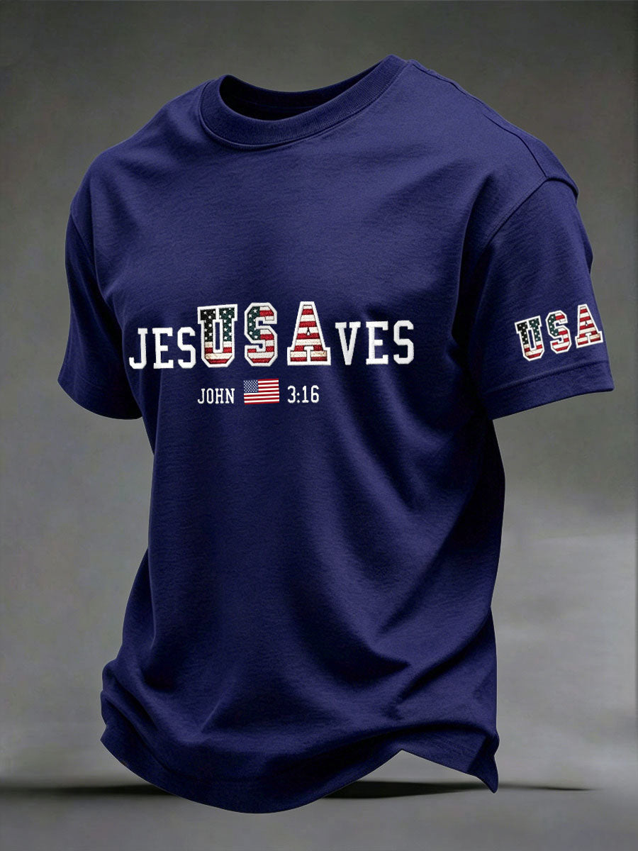 T-shirts pour hommes « Jésus sauve les États-Unis »