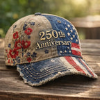 Chapeau Patriotique Femme USA 250e Anniversaire - Édition Brodée Premium
