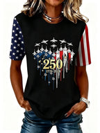 T-shirt décontracté pour femme - Imprimé USA 1776-2026